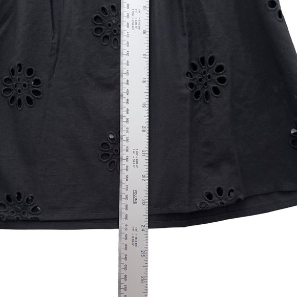 NEW MADEWELL Black Cotton Daisy Eyelet Flutter-Sleeve Yoke Top Size XS NWT 0037 - Picture 10 of 10